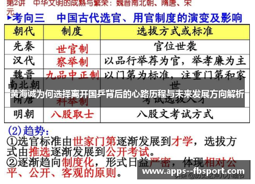 黄海诚为何选择离开国乒背后的心路历程与未来发展方向解析